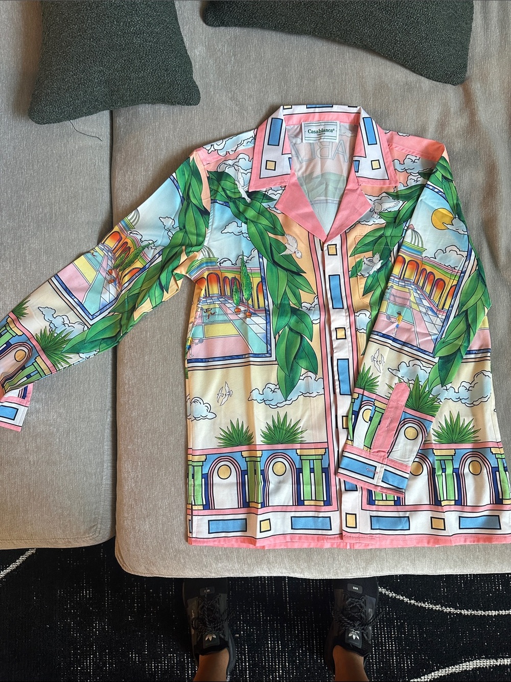 Colorful Casablanca Scenic Print Button-Up Shirt